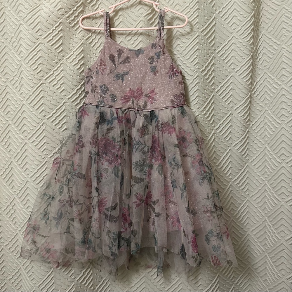 Zunie Pink Floral Glitter Tulle Party Dress